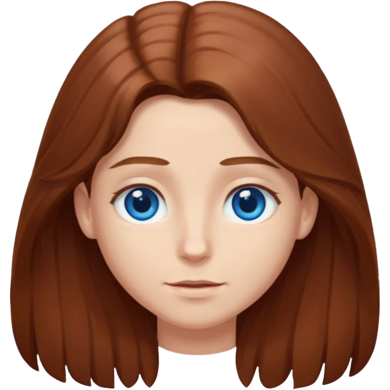 long hair chestnut color blue eyes emoji