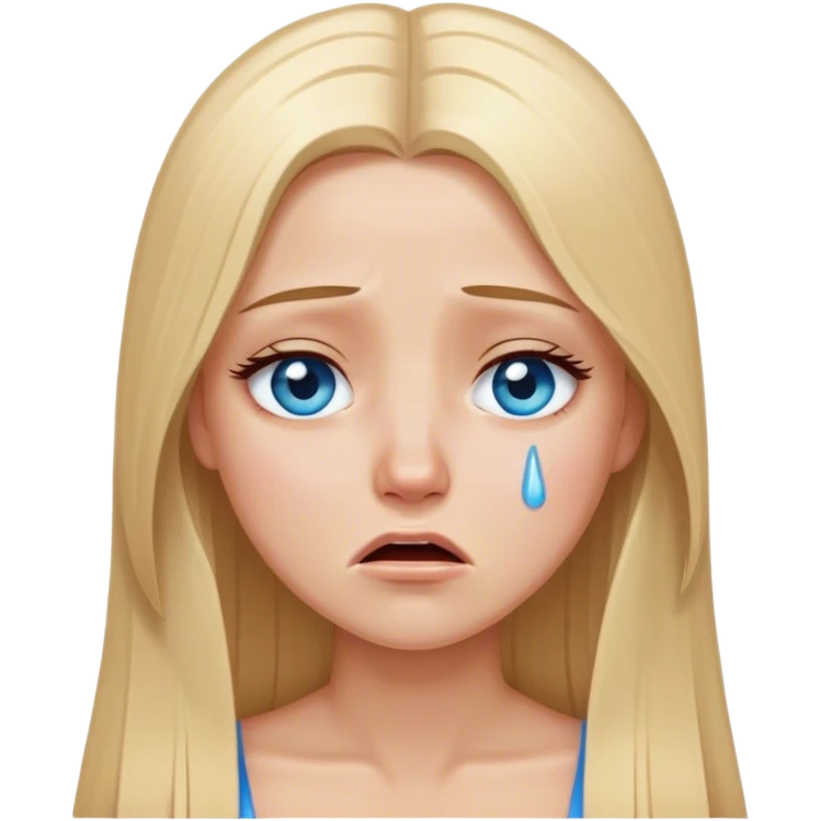 beautiful white girl with long straight blonde hair blue eyes crying  emoji