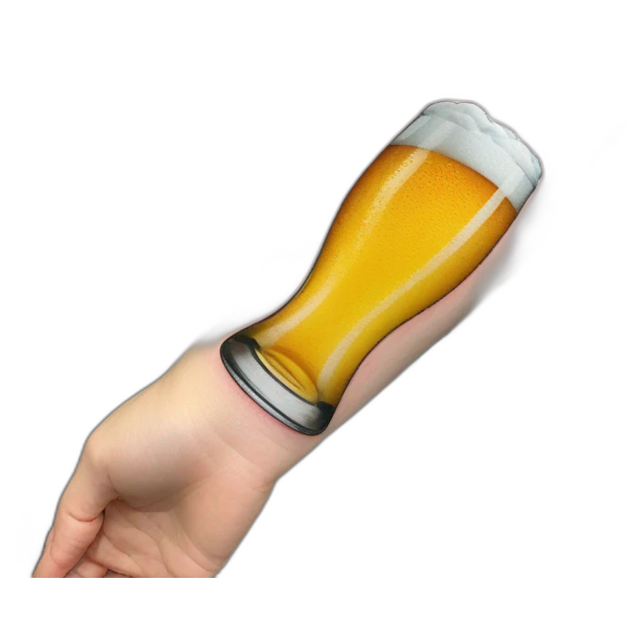 Brazo tatuado con una cerveza en mano emoji