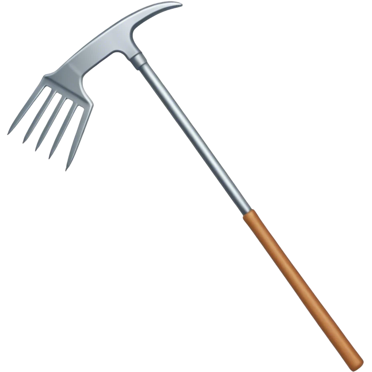 A rake that has flayed out prongs, and a thicker rod/handle emoji