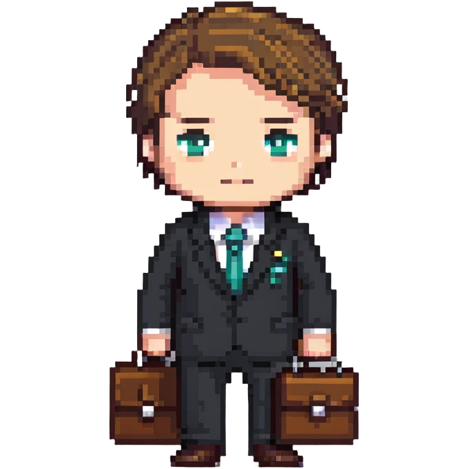 chibi businessman in suit with briefcase emoji