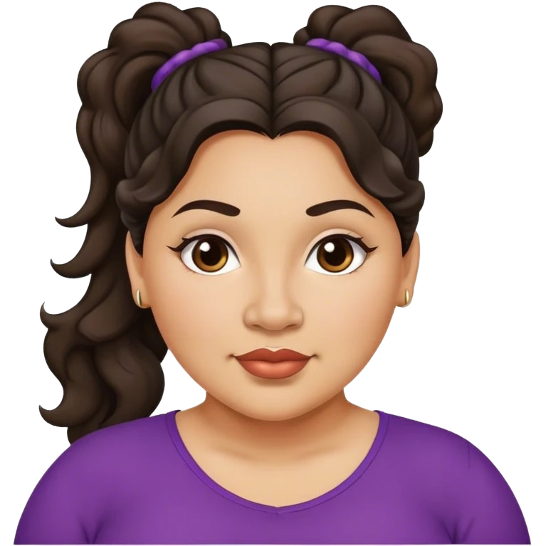  plus size light skin latino women with wavy dark hair in pony tail flat wide nose  emoji