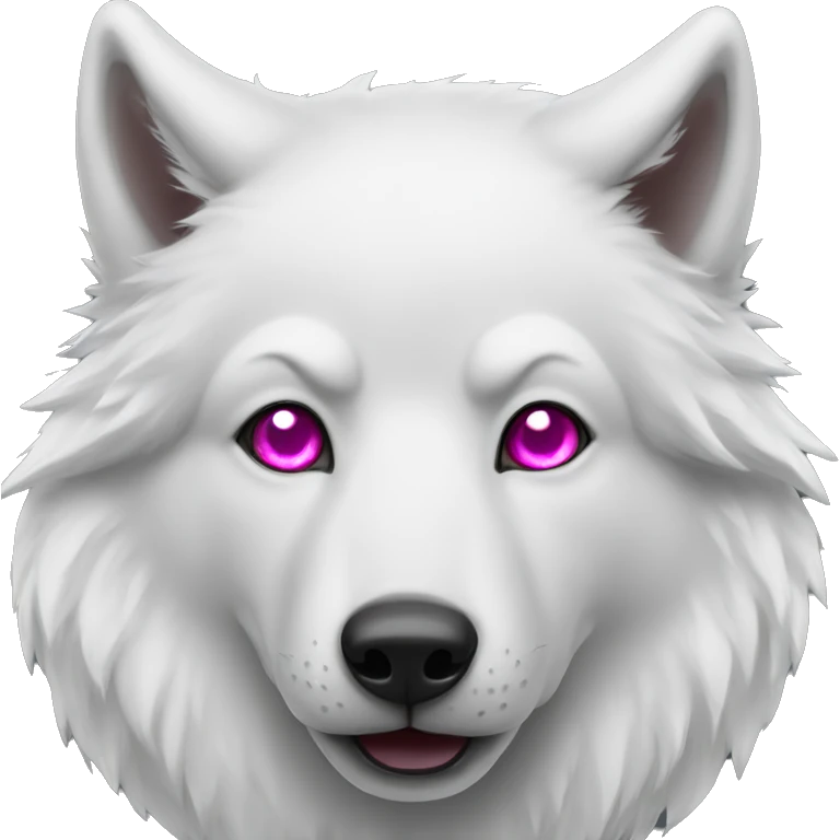 white wolf with dark pink eyes bells emoji