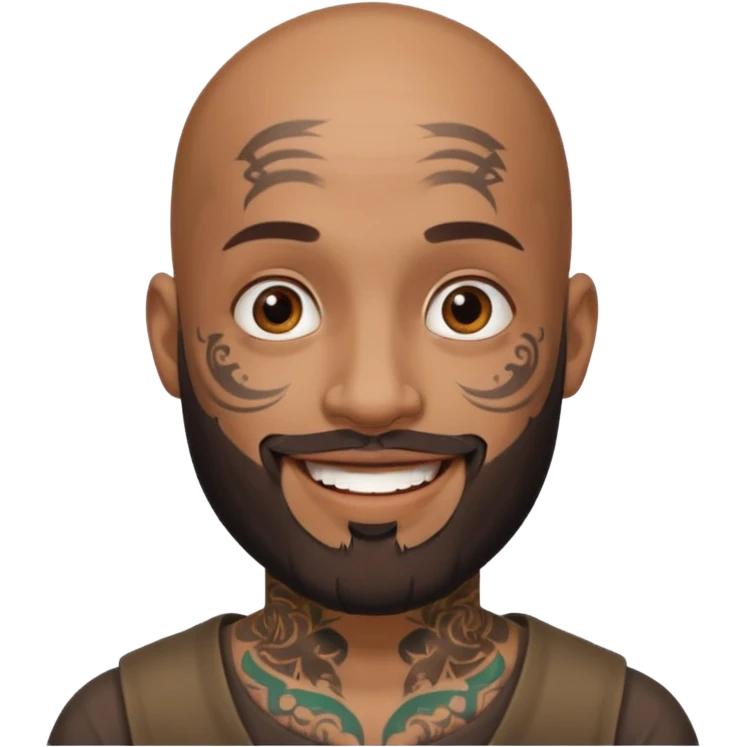 bald bearded man with face tattoo emoji