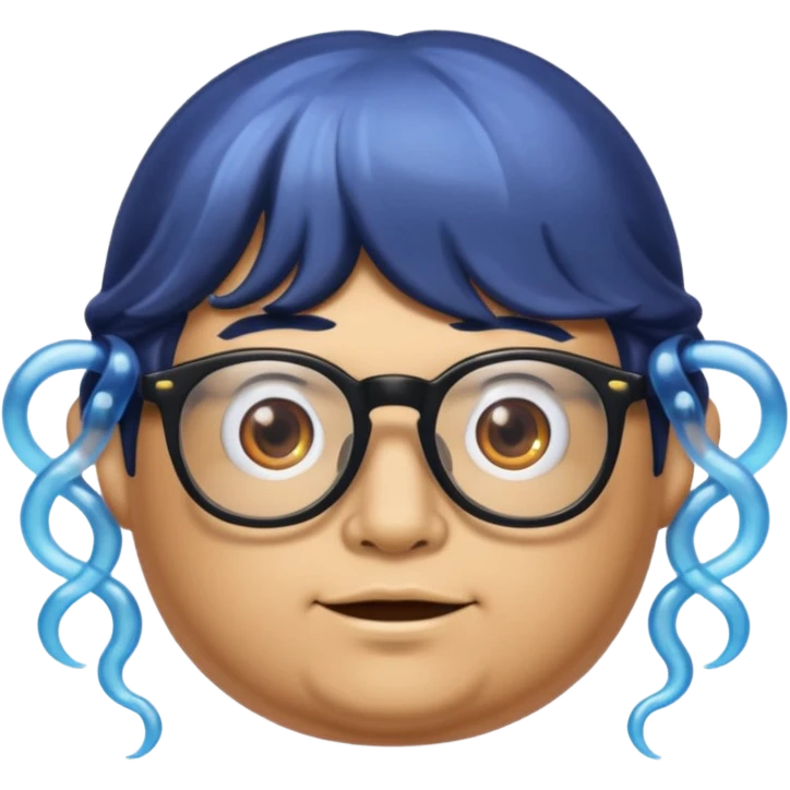 make a guy from portugal that has glasses and has a good jawline and a little cheeky cheeks and black hair that spreads like sauce and make him glossy and shiny emoji