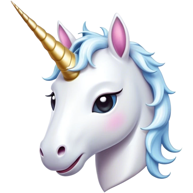 Cinematic Comical White Unicorn Portrait Emoji, Head tilted dramatically with an exaggeratedly amused expression, featuring a slender, radiant form with a playfully sparkling horn and wide, comically expressive eyes full of enchanting disbelief, Simplified yet hilariously expressive features, highly detailed, glowing with a slightly sassy magical glow, high shine, dramatic yet playful, stylized with an air of cheeky mythic mischief, soft glowing outline, capturing the essence of a meme-worthy white unicorn that looks ready to prance its way into viral fame! emoji