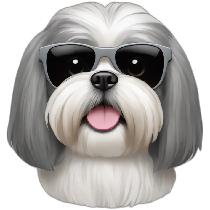 a grey shih tzu with sunglasses emoji