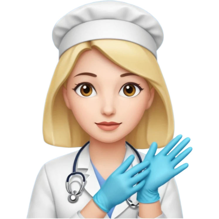 a woman in homecare wearing medical gloves emoji