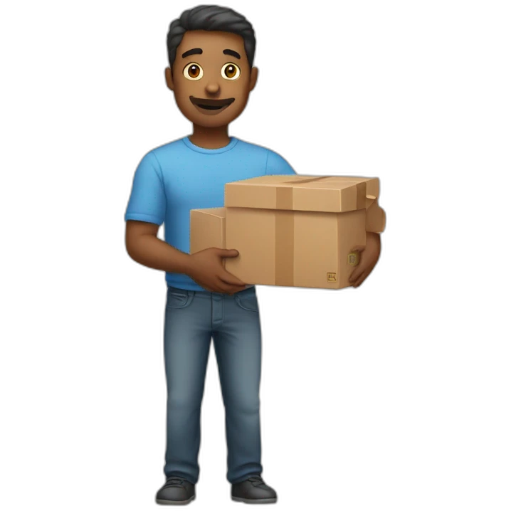 Man with box into the hands emoji