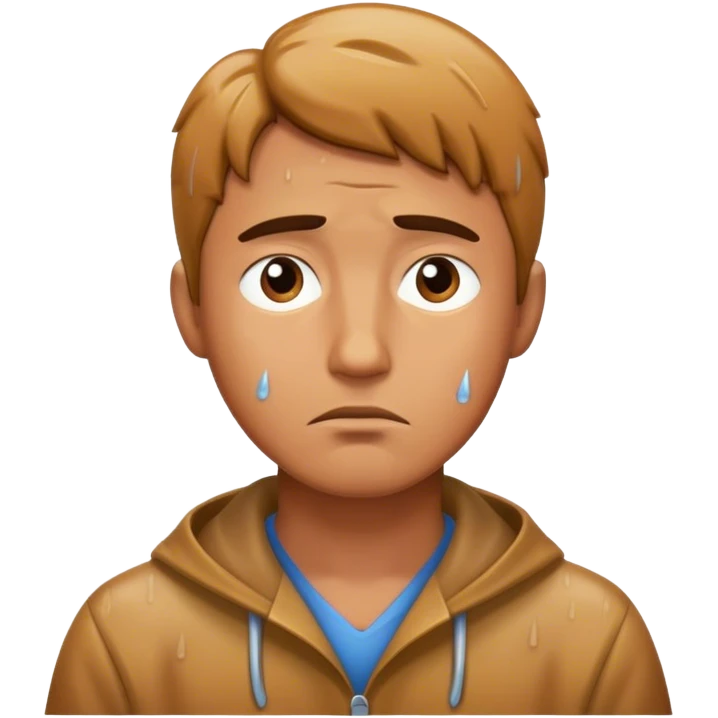مرد ناراحت در باران مرد ناراحت زیر باران  emoji