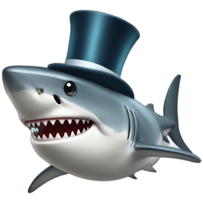 Shark with a top hat emoji