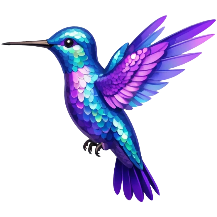 hummingbird with blue and purple with glitter emoji