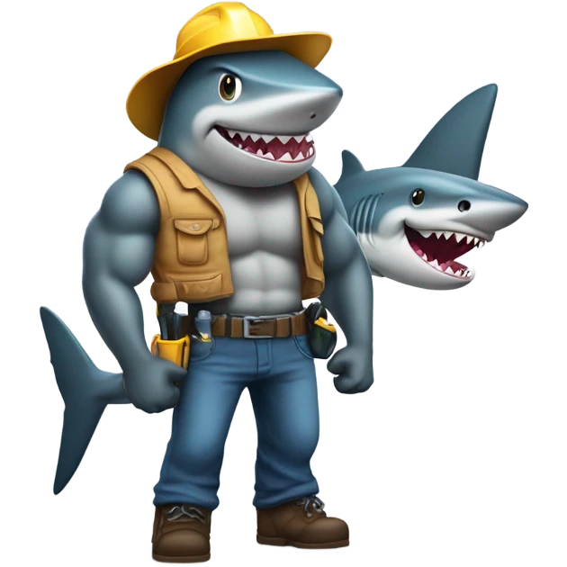 Muscly tradie thug shark emoji