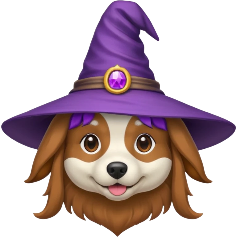 dog wear purple wicth hat emoji