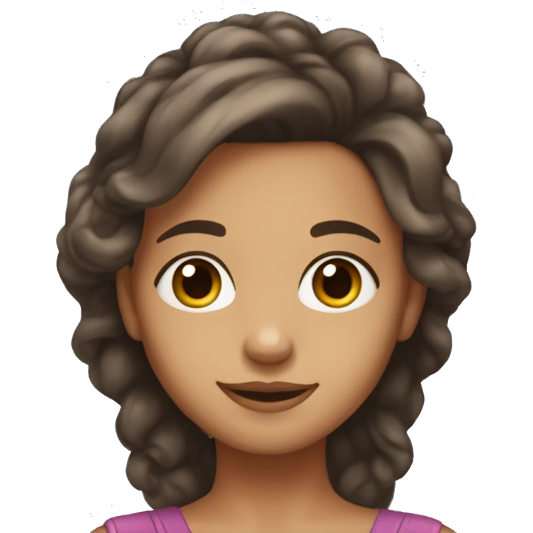 Create a brunnete girl with hair a little over her shoulder, brown hazel eyes emoji