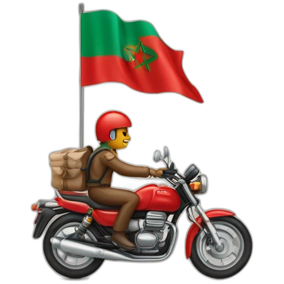 quelqu'un sur une moto avec le drapeau du Maroc derrière emoji