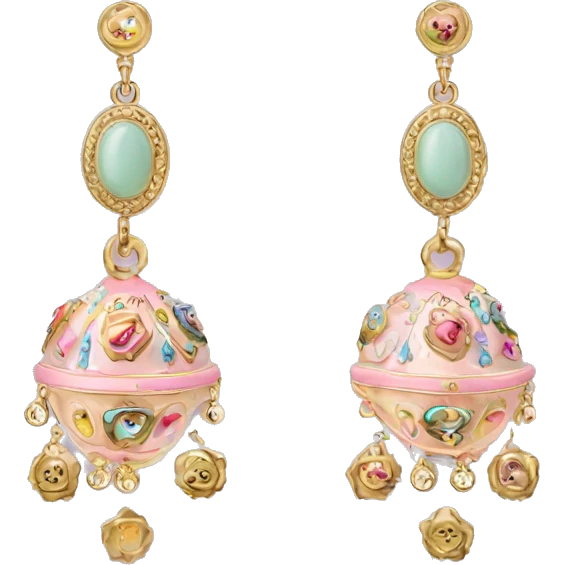 Dolce and Gabbana earrings with colourful pastel ornament print and golden detais  emoji