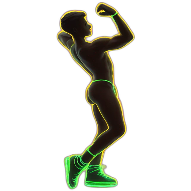  male dancer big booty neon sign style emoji