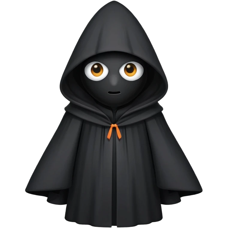 Tall black robe with cone-shaped hood covering face, two eyes slightly visible through slit.” emoji
