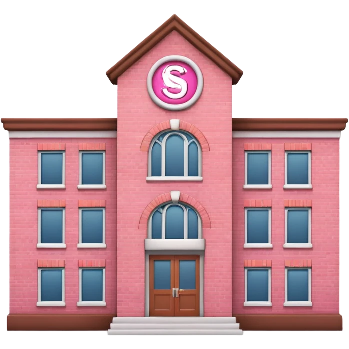 pink school with the word school emoji