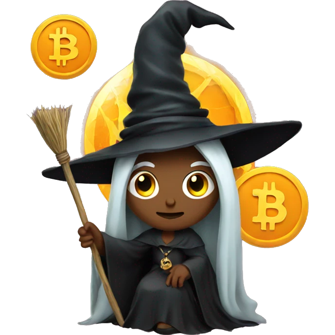 Witch with bitcoin emoji