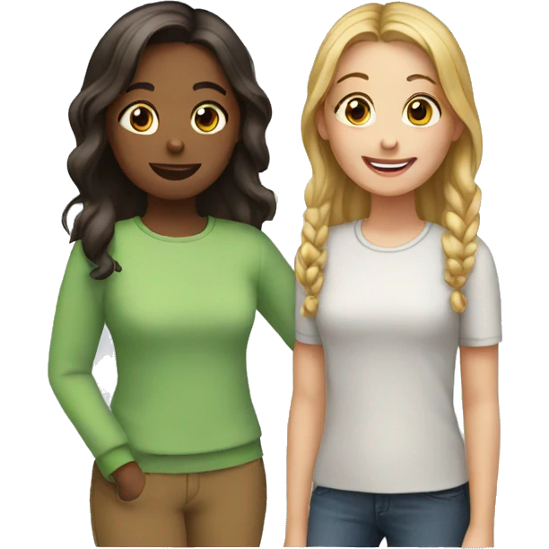 Two girls talking emoji