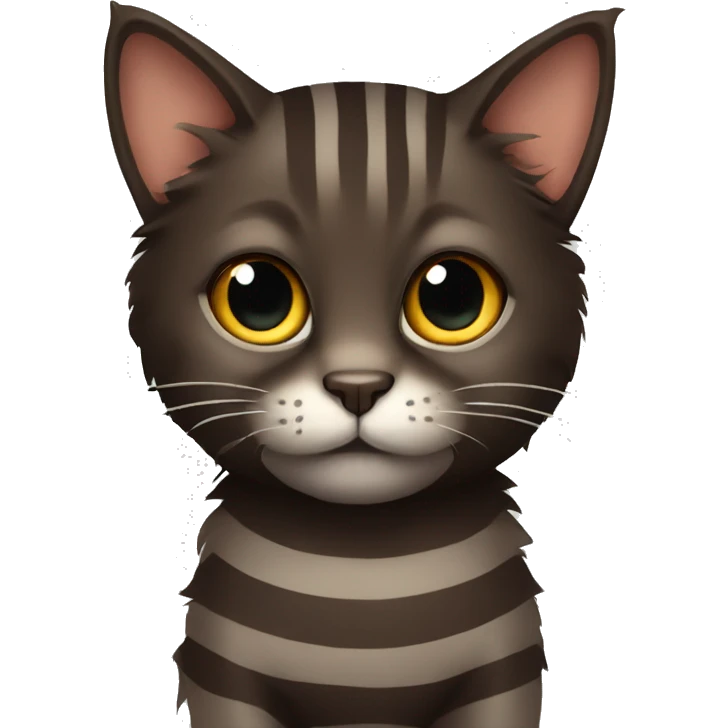 Dark brown fluffy cat with stripes emoji
