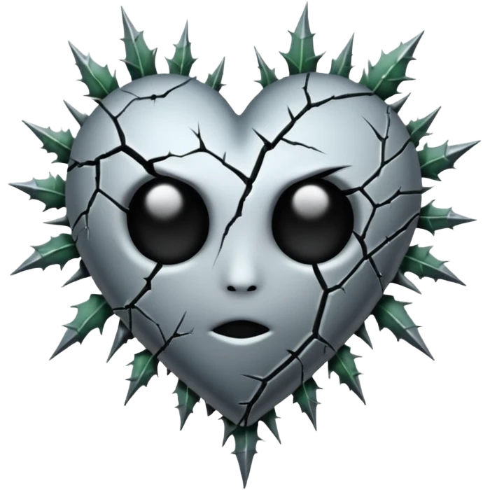 emo heart with full moon and silver rose emoji