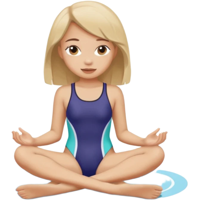 Girl wear swimsuit, The girl sits with her legs apart, show her feet emoji