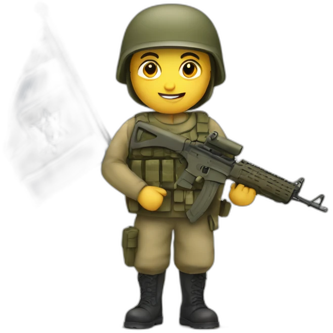 A soldier holds the flag of the State of Israel emoji