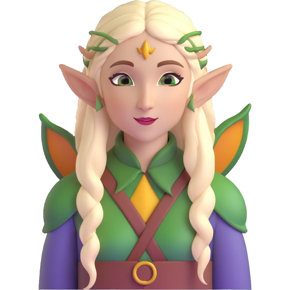 female elf with long hair and pointed ears emoji