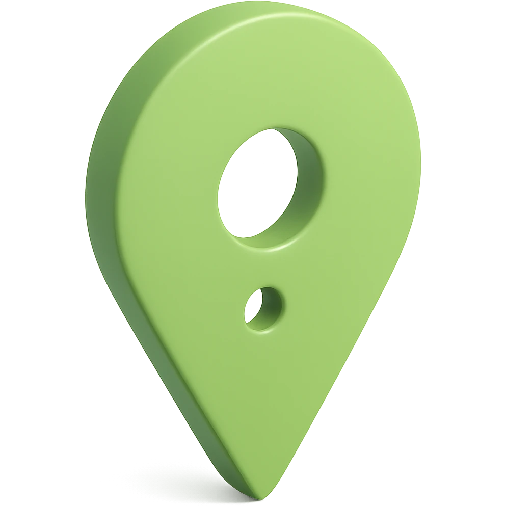 Edit the light green 3D location pin to ensure there is only one empty hole in the middle, keeping the style consistent and the background transparent. emoji