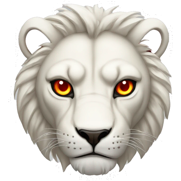 Angry white lion with red eyes  emoji