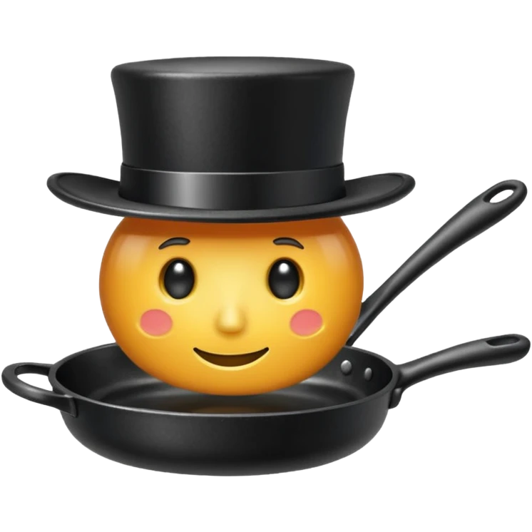 Cast iron pan wearing a top hat  emoji