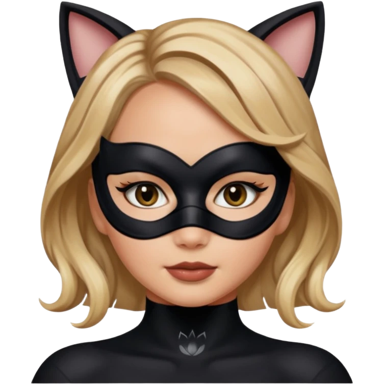 Jennifer Lawrence, in a black cat costume emoji