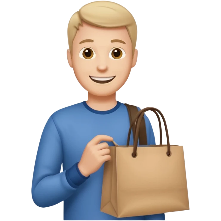 a white man with clothing shopping bag emoji