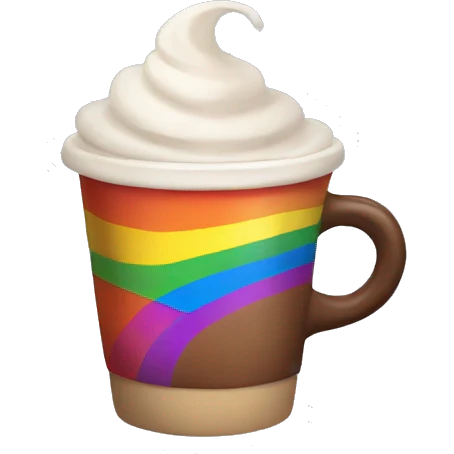 Rainbow coffee cup with hot coco  emoji