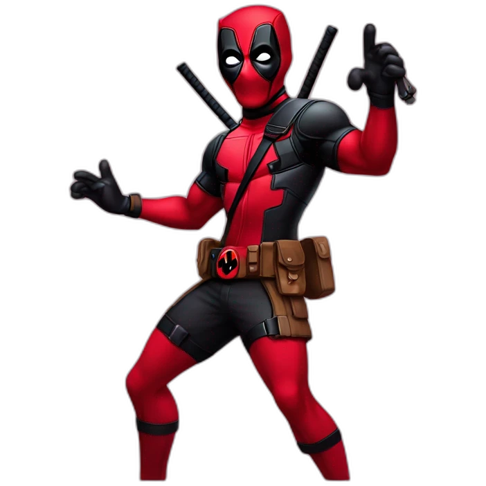 Deadpool dressed like a classic dancer emoji