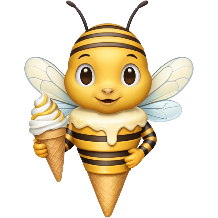 honeybee with ice cream in hand emoji