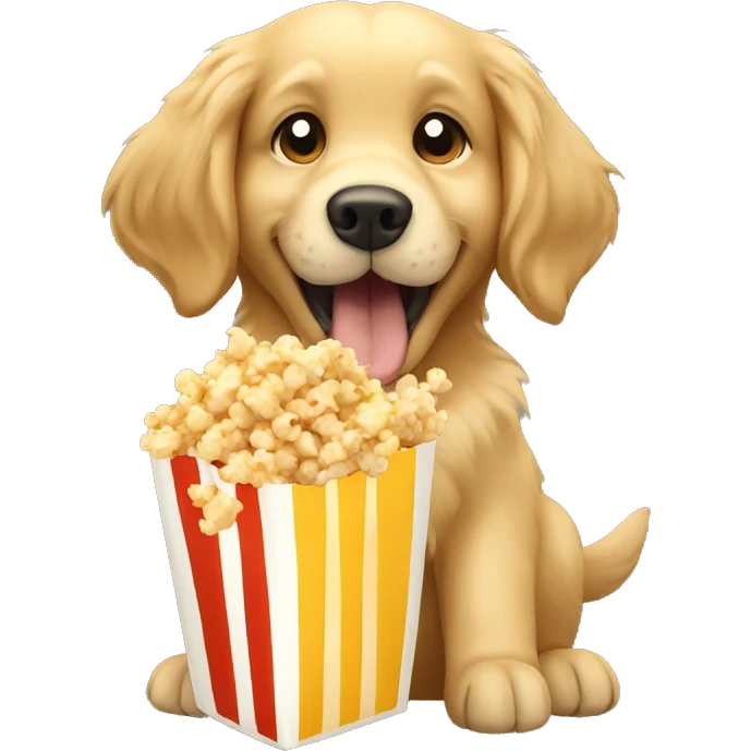 Golden retriever eating popcorn emoji