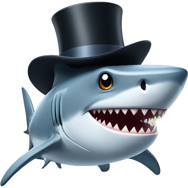 Shark with a top hat emoji