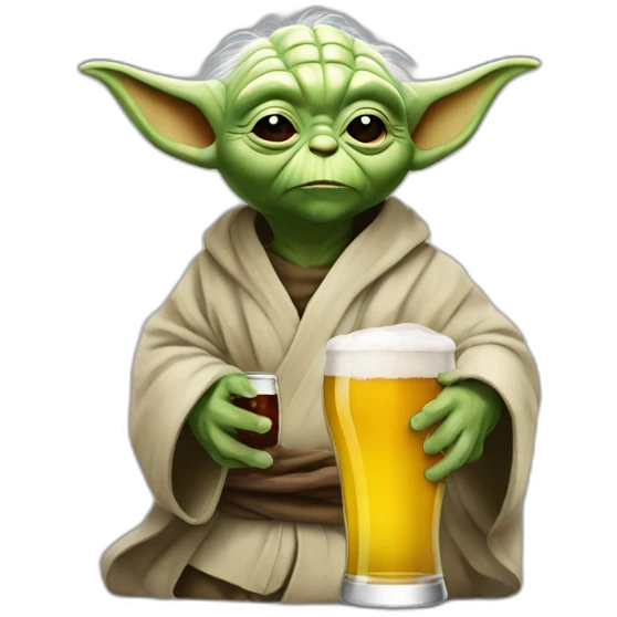Yoda buvant une bière emoji