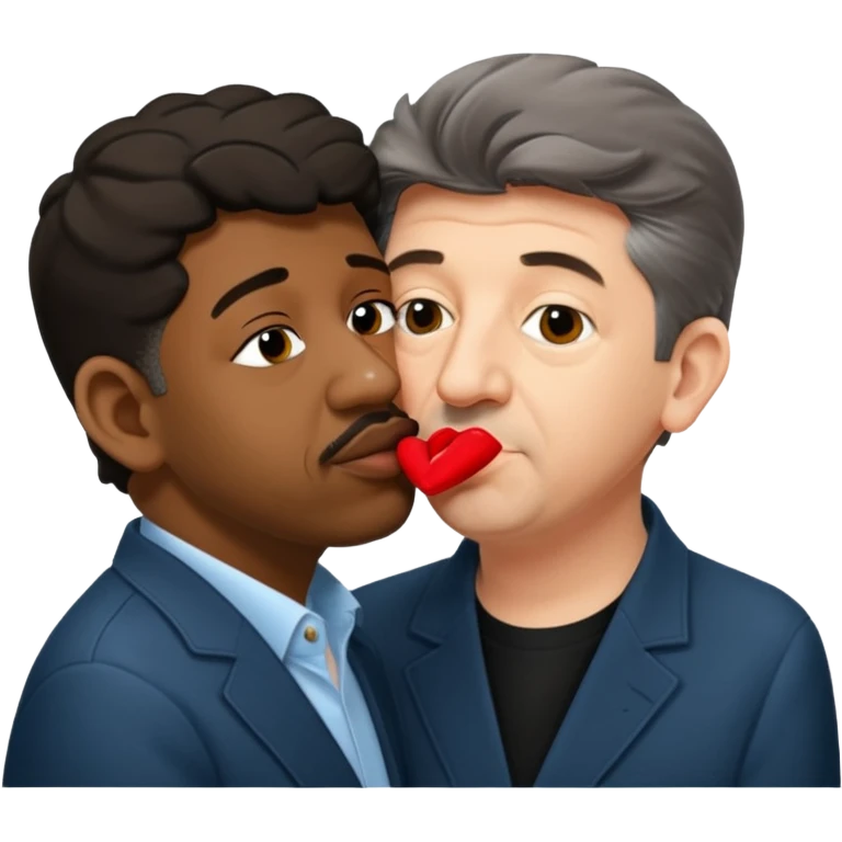 jean luc melenchon qui fait un bisous sur la bouche a une personne noir emoji