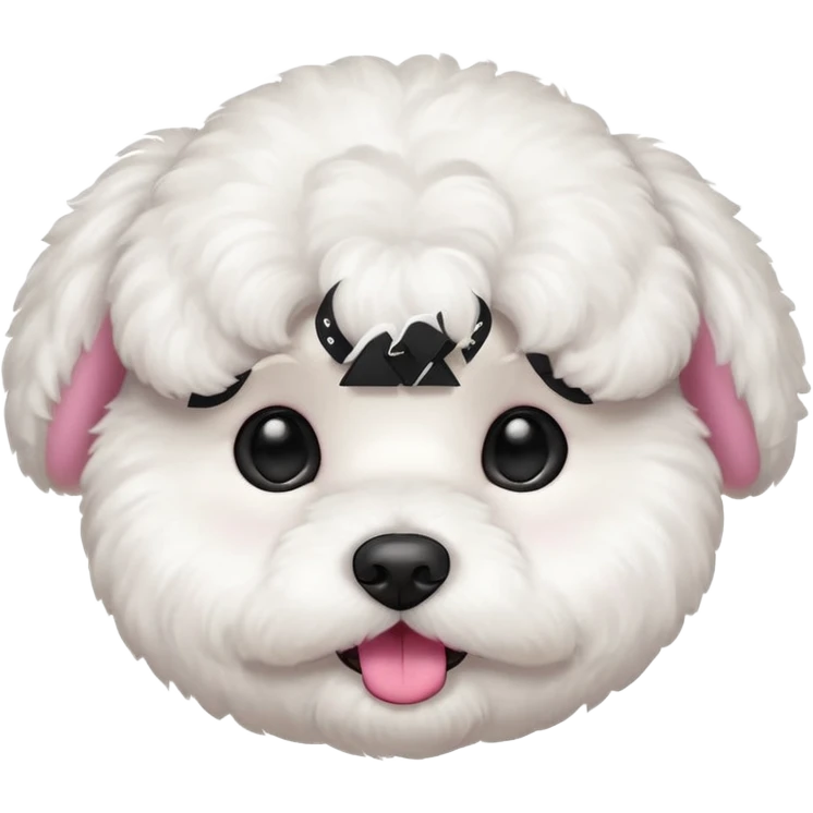 white bichon frise face with round head like popcorn hair emoji