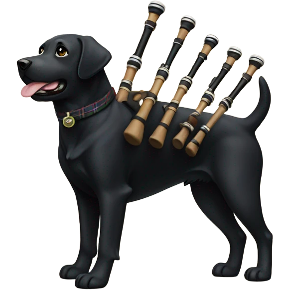 Black Labrador playing the bagpipes emoji