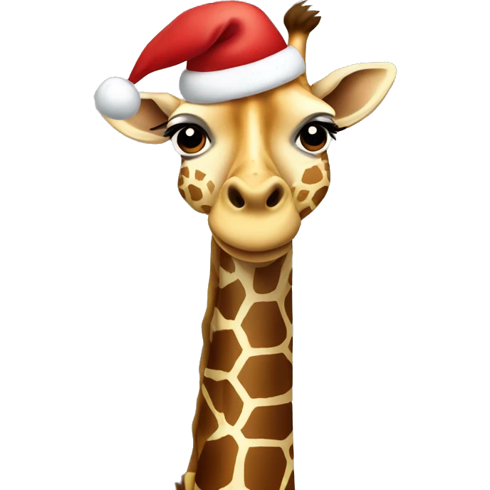 Giraffe wearing a Santa hat emoji