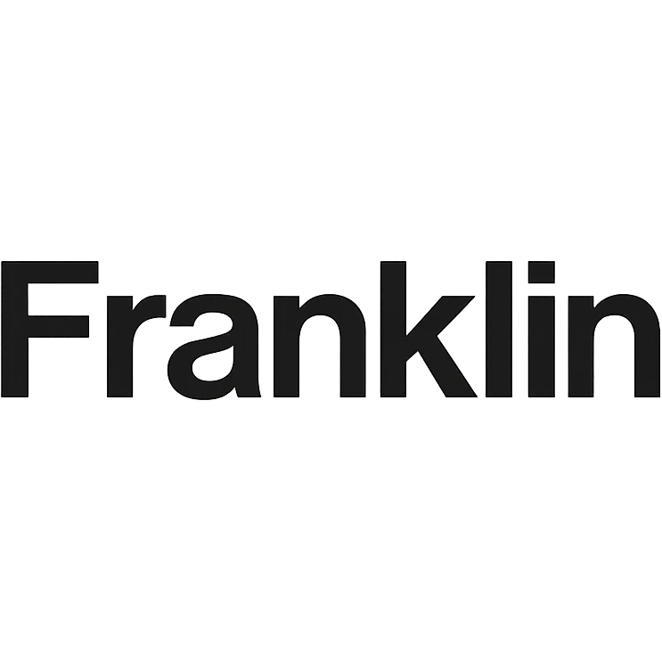 word mark of 'Franklin' with only the first letter capitalized, Helvetica-style startup font, minimalist, pure black emoji