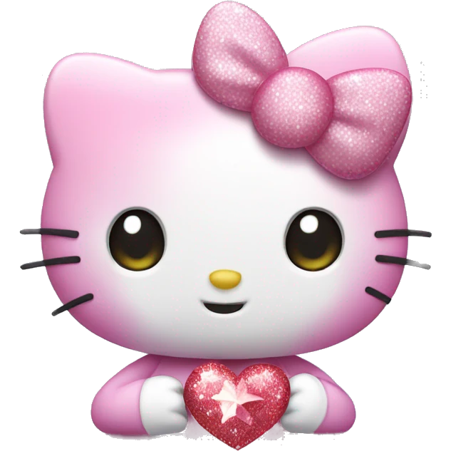 Hello kitty holding sparkling heart emoji