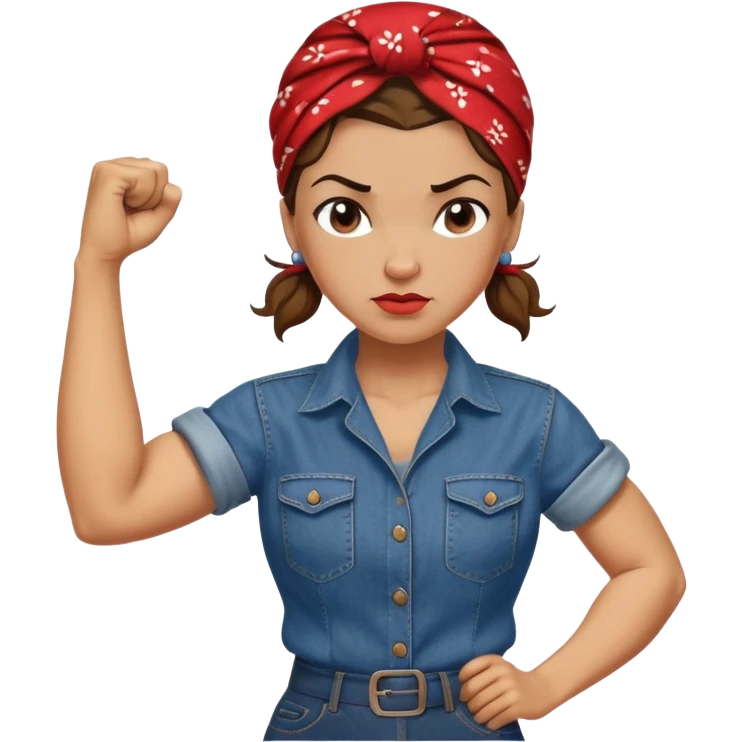 Rosie the Riveter, flexing arm, classic 1940s look emoji