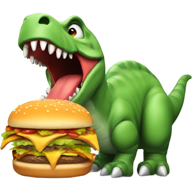 Dinosaur eating hamburger  emoji